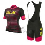 ALE R-ev1 Marina Cycling Jersey Bib Short 2017 Women Short Sleeve Red and Black