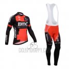 BMC Cycling Jersey Bib Tight 2014 Long Sleeve Black and Red