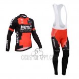 BMC Cycling Jersey Bib Tight 2014 Long Sleeve Black and Red