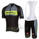 Castelli Cycling Jersey Bib Short 2016 Men Short Sleeve Green and Gray
