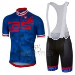 Castelli Cycling Jersey Bib Short 2017 Men Short Sleeve Blue and Red