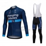 Changing Diabetes Cycling Jersey Bib Tight 2018 Men Long Sleeve Blue
