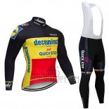 Deceuninck Quick Step Cycling Jersey Bib Tight 2019 Long Sleeve Black Yellow Red
