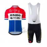 Jumbo Visma Cycling Jersey Bib Short 2020 Short Sleeve Red White Blue