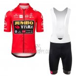 Jumbo Visma Cycling Jersey Bib Short 2021 Short Sleeve Red
