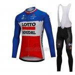 Lotto Soudal Cycling Jersey Bib Tight 2018 Long Sleeve Blue and Red
