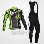 Monton Cycling Jersey Bib Tight 2014 Men Long Sleeve Black and Green