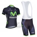 Movistar Cycling Jersey Bib Short 2014 Short Sleeve Black