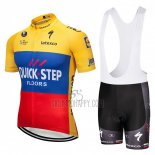 Quick Step Floor Cycling Jersey Bib Short 2018 Short Sleeve Quick Step Floors Yellow Blue Red