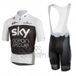 Sky Cycling Jersey Bib Short 2018 Short Sleeve White Black