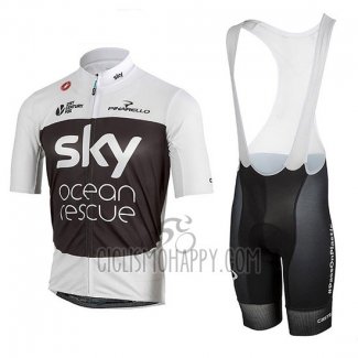 Sky Cycling Jersey Bib Short 2018 Short Sleeve White Black