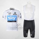 Sky Lider Cycling Jersey Bib Short 2011 Men Short Sleeve White and Sky Blue