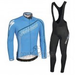 Specialized Cycling Jersey Bib Tight 2016 Men Long Sleeve Black and Sky Blue