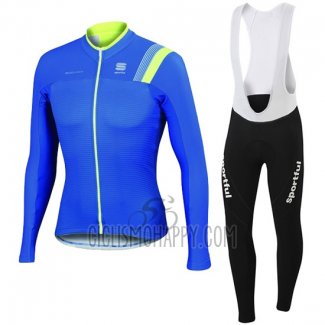 Sportful Cycling Jersey Bib Tight 2016 Men Long Sleeve Blue and Green