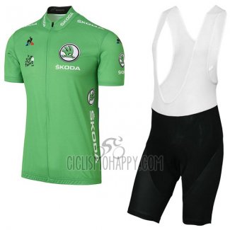 Tour de France Cycling Jersey Bib Short 2017 Men Short Sleeve Green