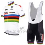 UCI Mondo Campione Cycling Jersey Bib Short 2017 Men Short Sleeve Boels Dolmans White