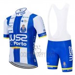 W57-fc Porto Cycling Jersey Bib Short 2020 Men Short Sleeve White Blue
