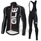 ALE Cycling Jersey Bib Tight 2016 Men Long Sleeve Black and White