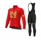 ALE Cycling Jersey Bib Tight 2020 Men Long Sleeve Red Yellow