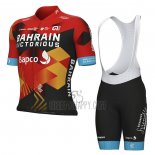 Bahrain Victorious Cycling Jersey Bib Short 2023 Short Sleeve Black Red