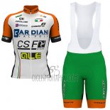 Bardiani Csf Cycling Jersey Bib Short 2017 Men Short Sleeve White and Green