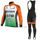 Bardiani Csf Cycling Jersey Bib Tight 2019 Men Long Sleeve Green Orange