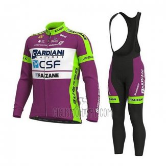 Bardiani Csf Cycling Jersey Bib Tight 2020 Men Long Sleeve Purple Green
