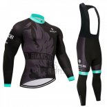 Bianchi Cycling Jersey Bib Tight 2018 Women Long Sleeve Black and Blue