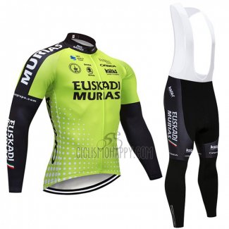 Euskadi Murias Cycling Jersey Bib Tight 2018 Men Long Sleeve Green and Black