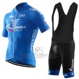 Gazprom Rusvelo Colnago Cycling Jersey Bib Short 2017 Men Short Sleeve Blue