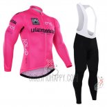 Giro D'italy Cycling Jersey Bib Tight 2016 Men Long Sleeve Pink and White