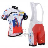 Katusha Cycling Jersey Bib Short 2015 Short Sleeve White and Red