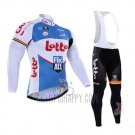 Lotto Fix All Cycling Jersey Bib Tight 2016 Long Sleeve White and Blue