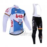Lotto Fix All Cycling Jersey Bib Tight 2016 Long Sleeve White and Blue