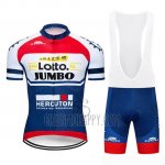 Lotto NL-Jumbo Cycling Jersey Bib Short 2019 Short Sleeve Blue White Red