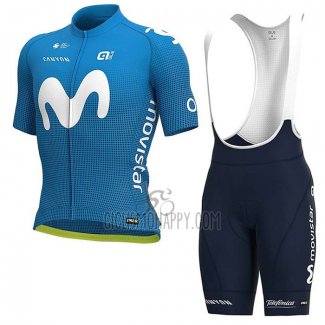 Movistar Cycling Jersey Bib Short 2020 Short Sleeve White Blue