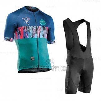 Northwave Cycling Jersey Bib Short 2020 Men Short Sleeve Blue Green