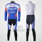 Quick Step Floor Cycling Jersey Bib Tight 2011 Long Sleeve White and Sky Blue