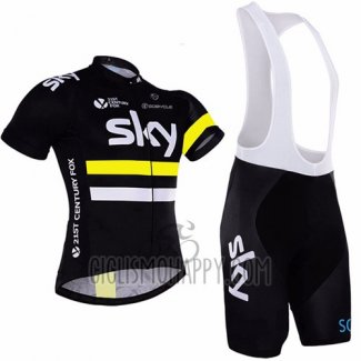 Sky Cycling Jersey Bib Short 2016 Short Sleeve Yellow and Black