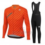 Sportful Cycling Jersey Bib Tight 2020 Women Long Sleeve Orange Gray