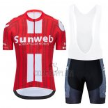 Sunweb Cycling Jersey Bib Short 2020 Short Sleeve Red