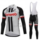 Sunweb Cycling Jersey Bib Tight 2018 Long Sleeve Gray and Black