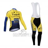 Tinkoff Saxo Bank Cycling Jersey Bib Tight 2014 Long Sleeve Blue and Yellow