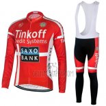 Tinkoff Saxo Bank Cycling Jersey Bib Tight 2018 Long Sleeve Red Black