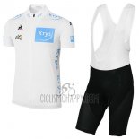 Tour de France Cycling Jersey Bib Short 2017 Men Short Sleeve White