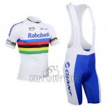 UCI Mondo Campione Lider Rabobank Cycling Jersey Bib Short 2013 Men Short Sleeve White