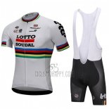 UCI Mondo Campione Lotto Soudal Cycling Jersey Bib Short 2018 Men Short Sleeve White