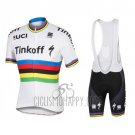 UCI Mondo Campione Tinkoff Cycling Jersey Bib Short 2016 Men Short Sleeve White