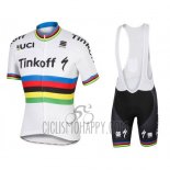 UCI Mondo Campione Tinkoff Cycling Jersey Bib Short 2016 Men Short Sleeve White