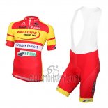 Wallonie Bruxelles Cycling Jersey Bib Short 2016 Men Short Sleeve Yellow and Red
